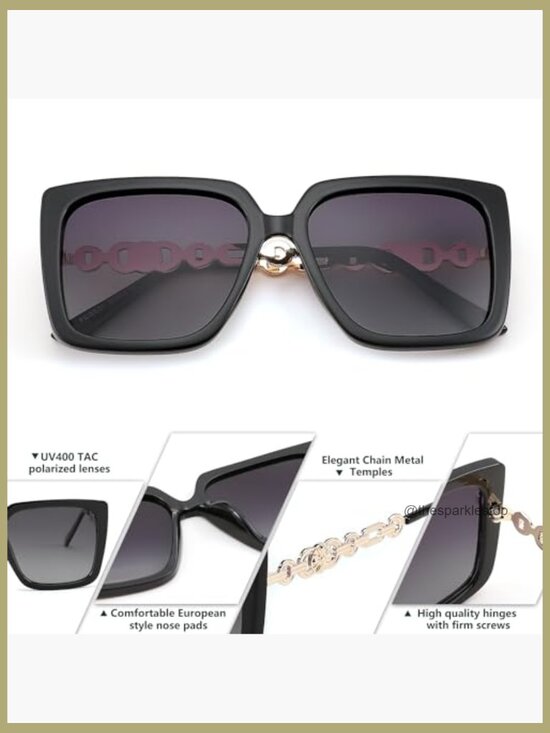 Polarized Cateye Sunglasses with UV400 Protection Oversized Square Frames